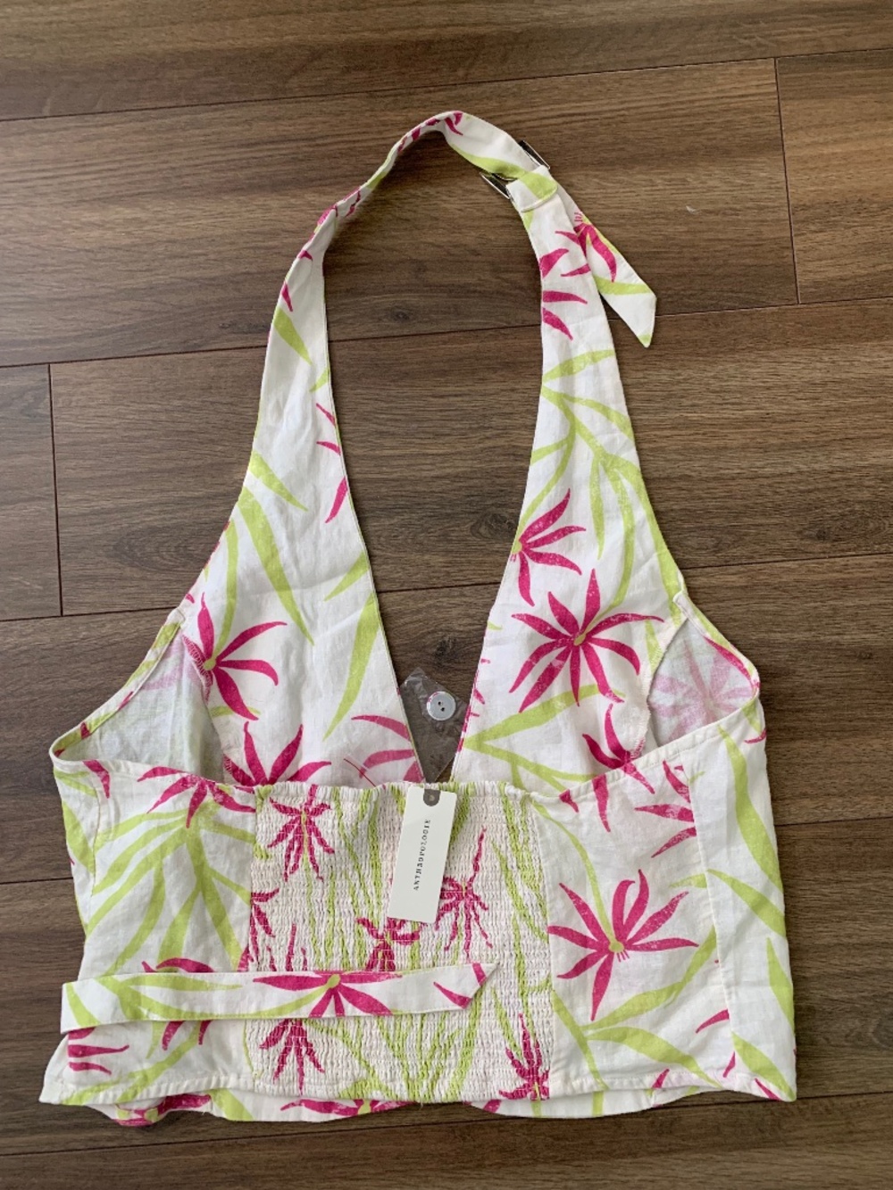 Anthropologie Pin up Floral Wrap Halter Crop Top and blouses Women's  Size L - Picture 7 of 14